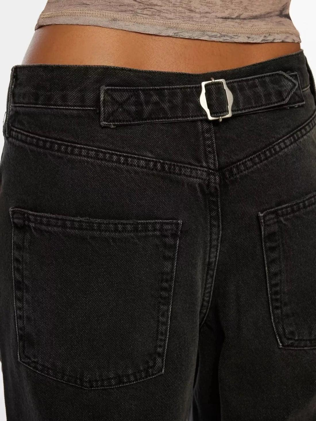 Vintage Wash Wide Leg Jeans - cas7m