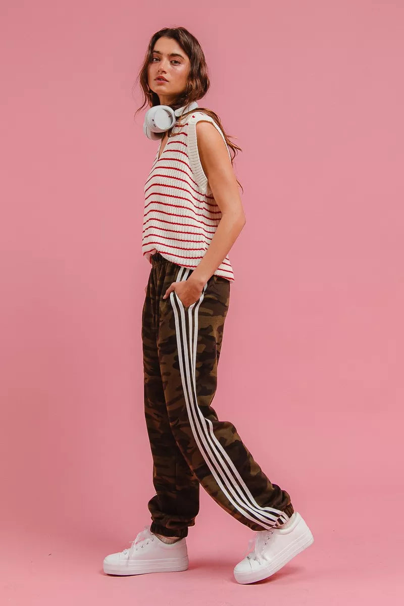 BiBi Side Lines Camouflage Track Pants - cas7m