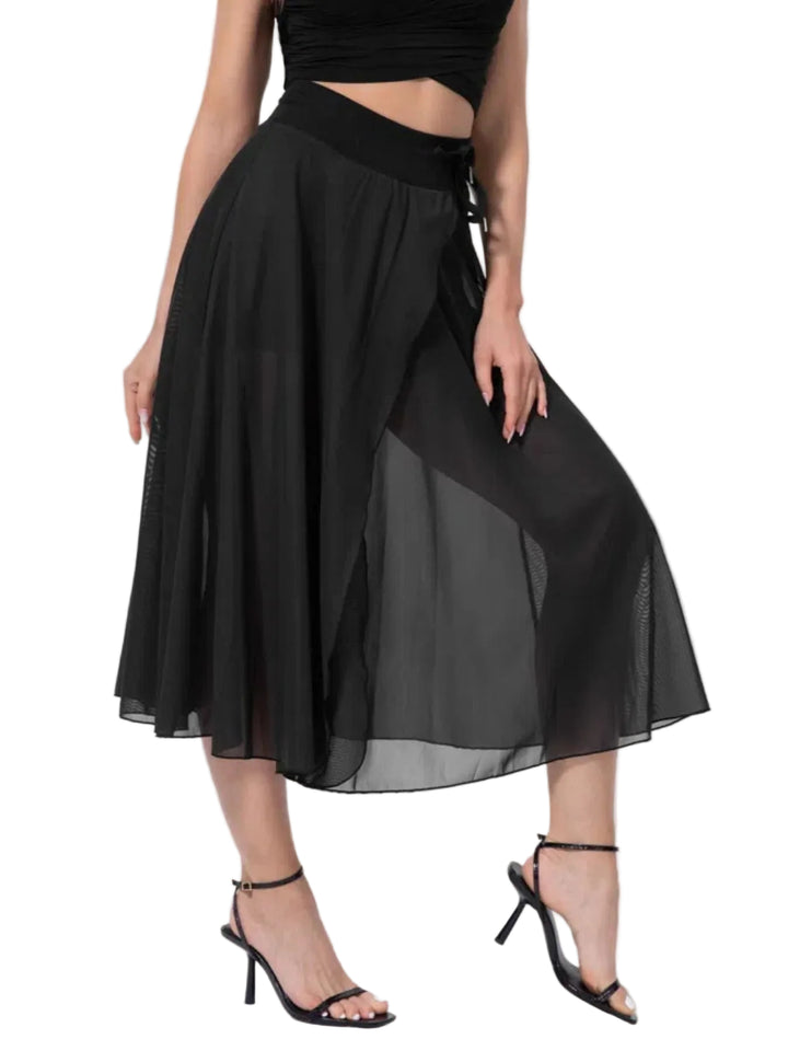 Slit Flowy Skirt with Shorts Liner - cas7m