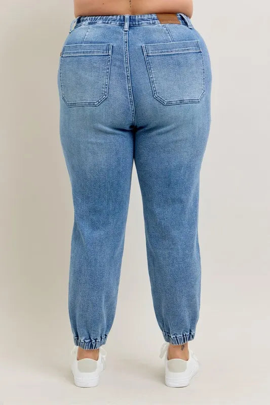 Judy Blue Full Size High Waist Denim Jogger Plus Size - cas7m