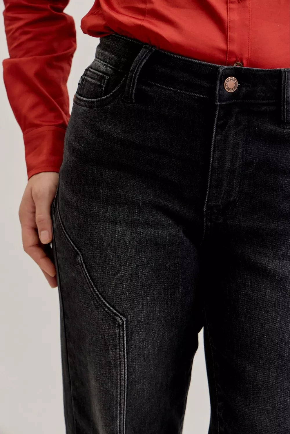 Judy Blue Mid Rise Straight Western Seam Detail Jeans - cas7m
