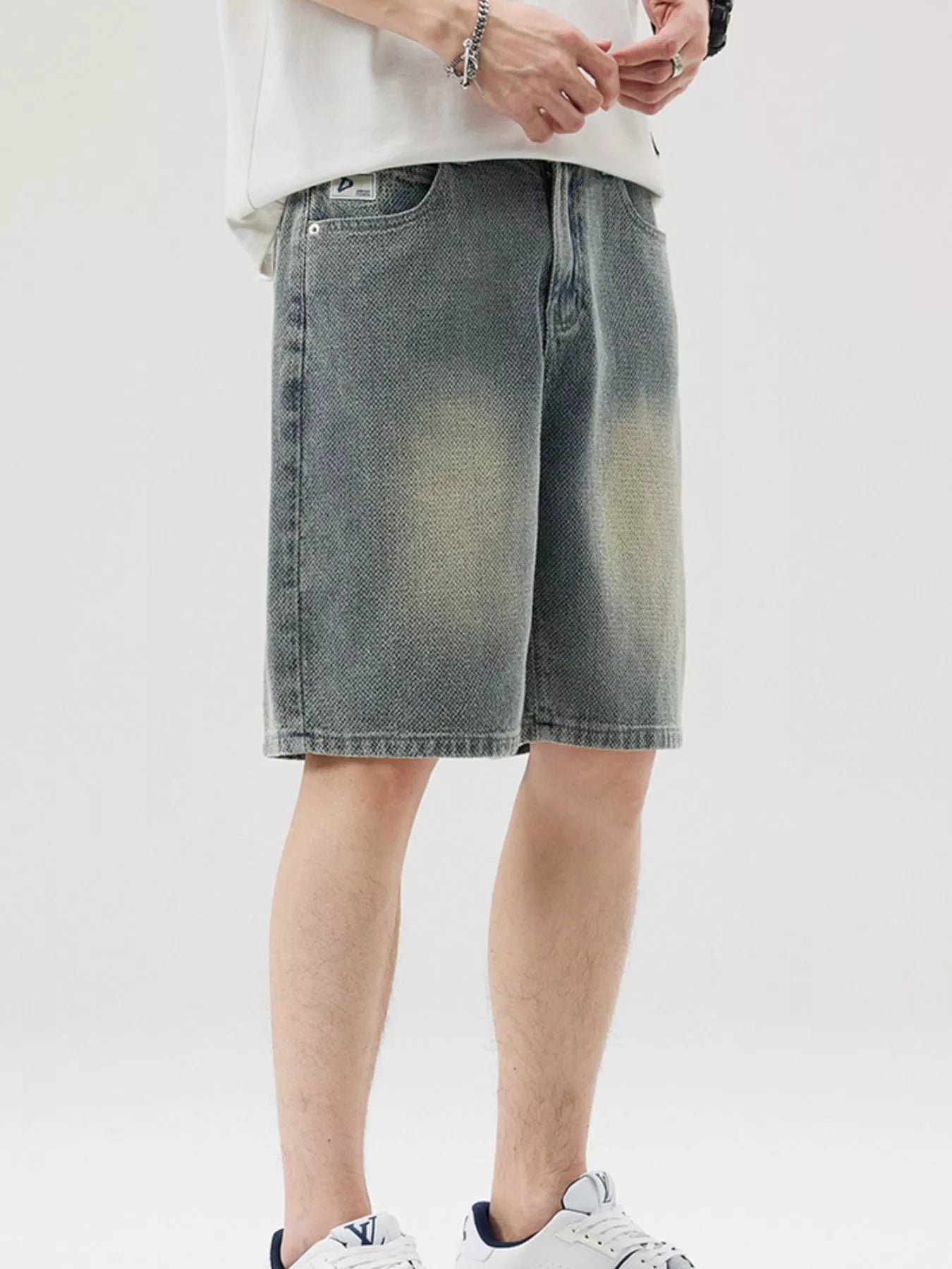 Men's Wide Leg Denim Shorts - cas7m