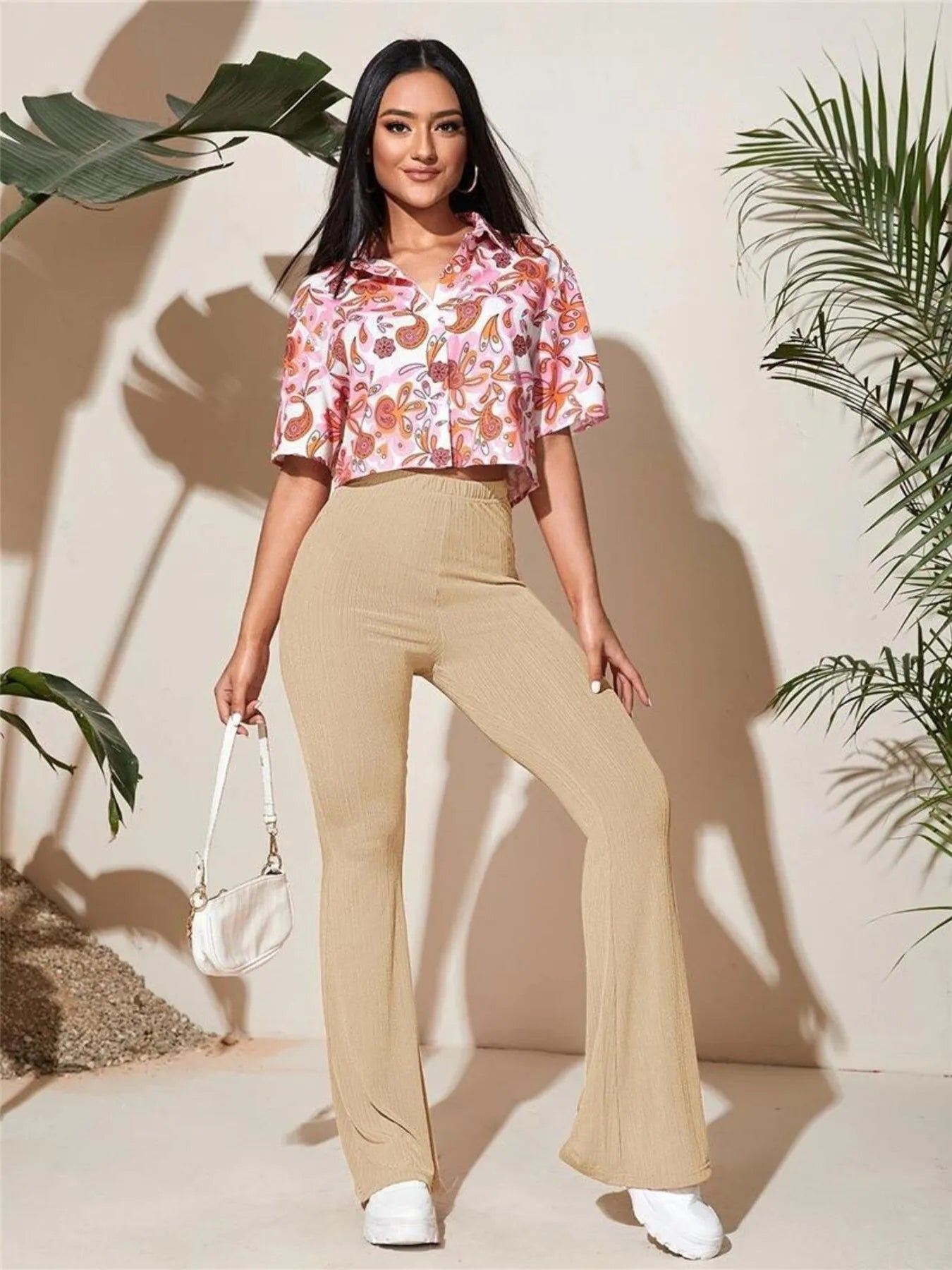 Full Size High-Waist Flare Active Pants Plus Size - cas7m