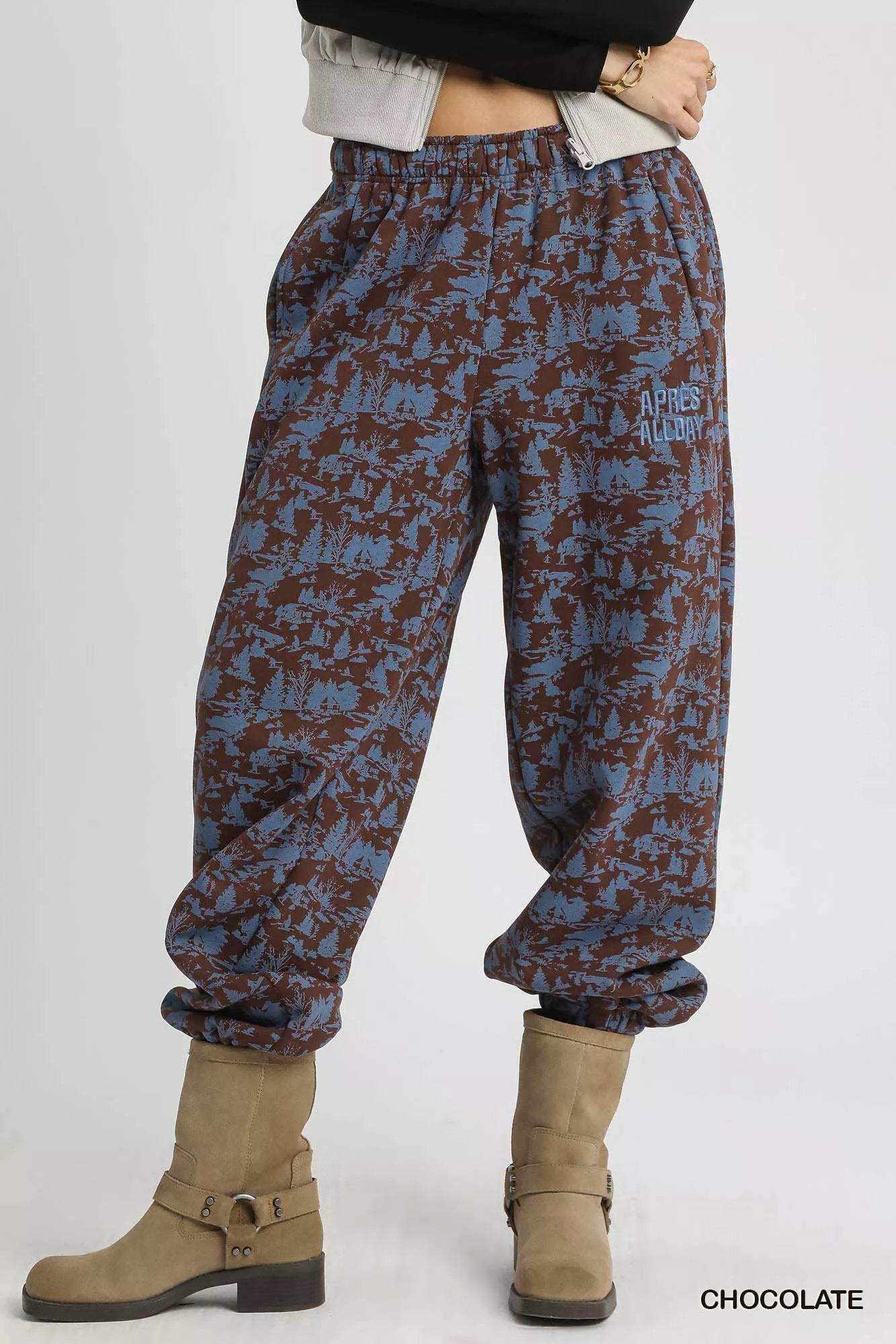 Umgee Scenic Print Casual Sweatpants - cas7m