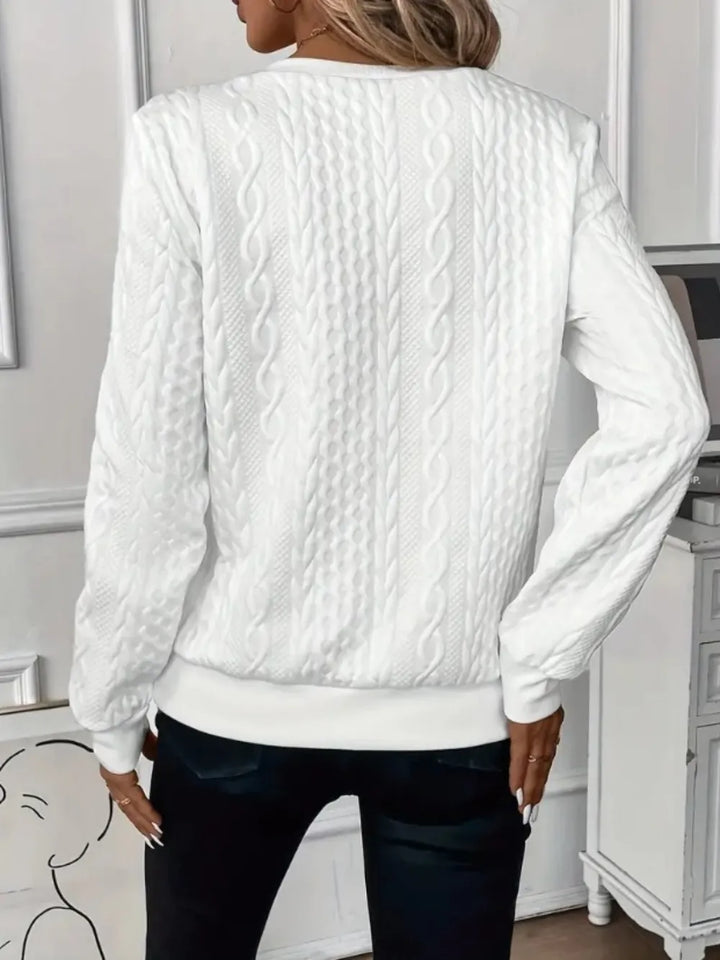 Texture Half Zip Long Sleeve Sweatshirt - cas7m