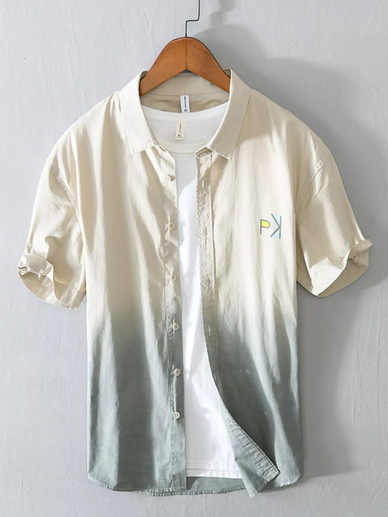 Men's Plus Size Gradient Casual Short Sleeve Shirt - cas7m