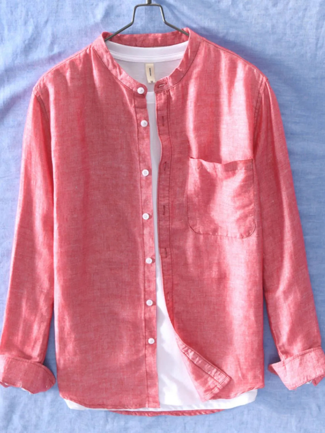 Men's Plus Size Button Up Long Sleeve Shirt - cas7m