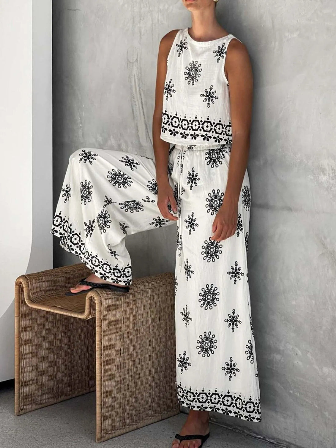 Printed Tank and Pants Set - cas7m