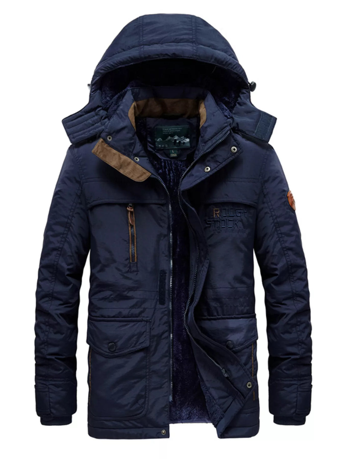Men's Plus Size Zip Up Hooded Parka Coat - cas7m