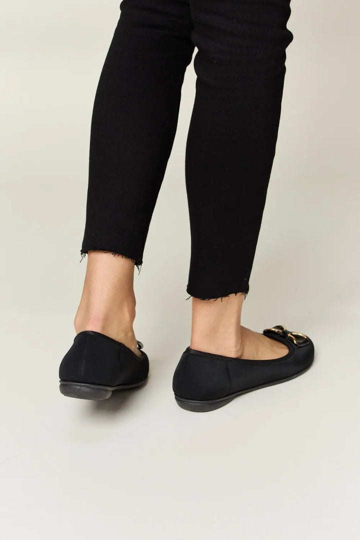 Forever Link Metal Buckle Flat Loafers - cas7m