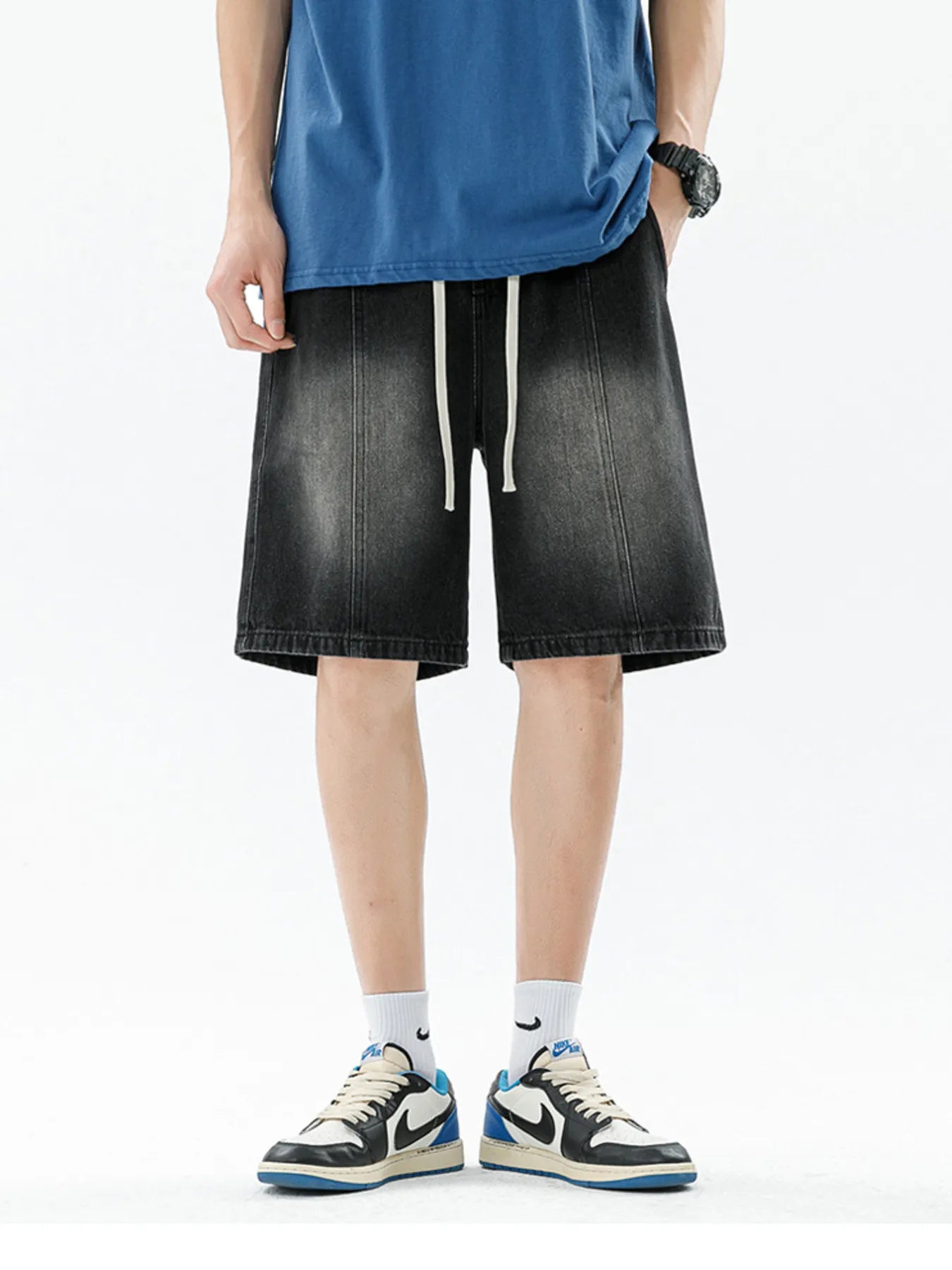 Casual Washed Cotton Drawstring Shorts - Slight Stretch Comfort - cas7m