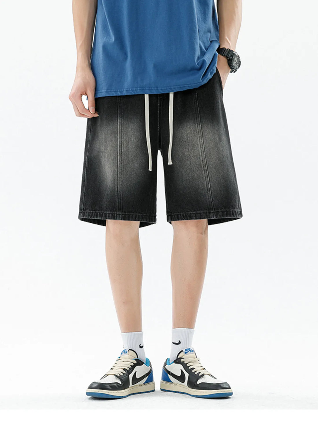 Casual Washed Cotton Drawstring Shorts - Slight Stretch Comfort - cas7m