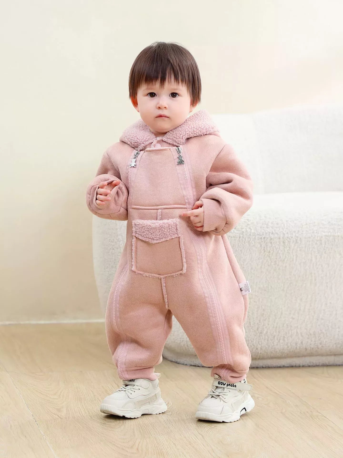 Children's Fleece Hooded One-Piece Jumpsuit - cas7m