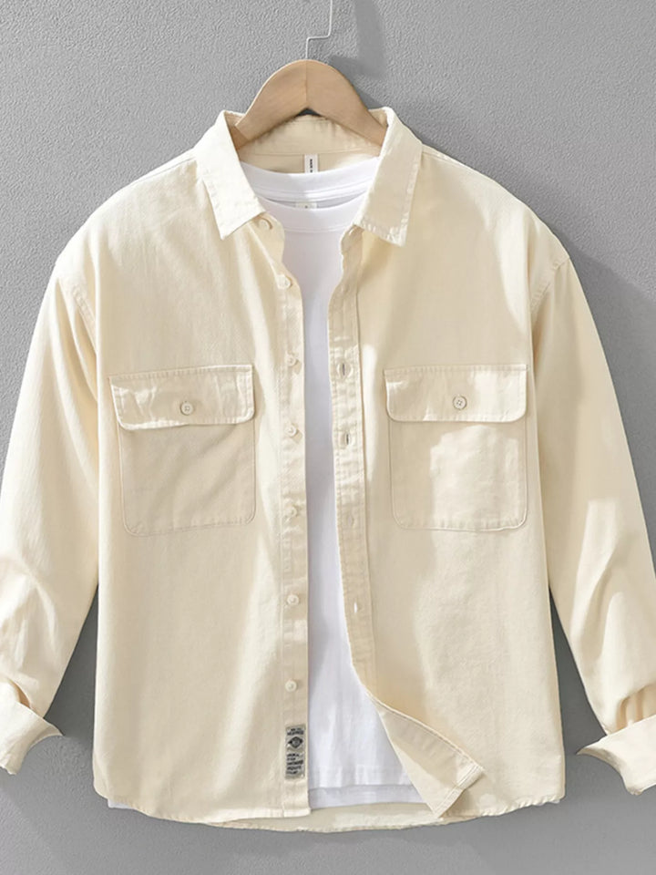 Men's Plus Size Button Up Long Sleeve Shirt - cas7m