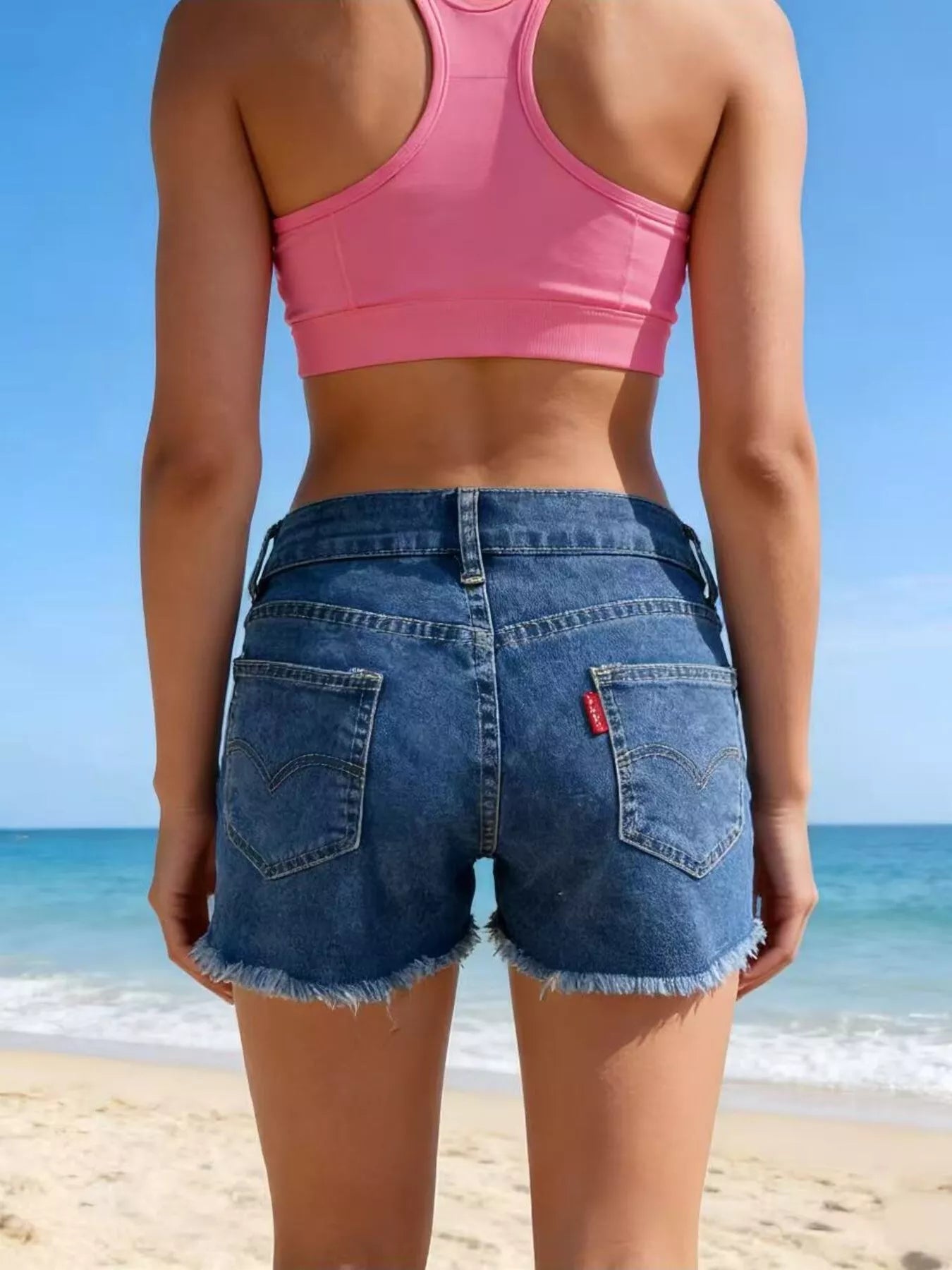 Raw Hem Denim Shorts - cas7m