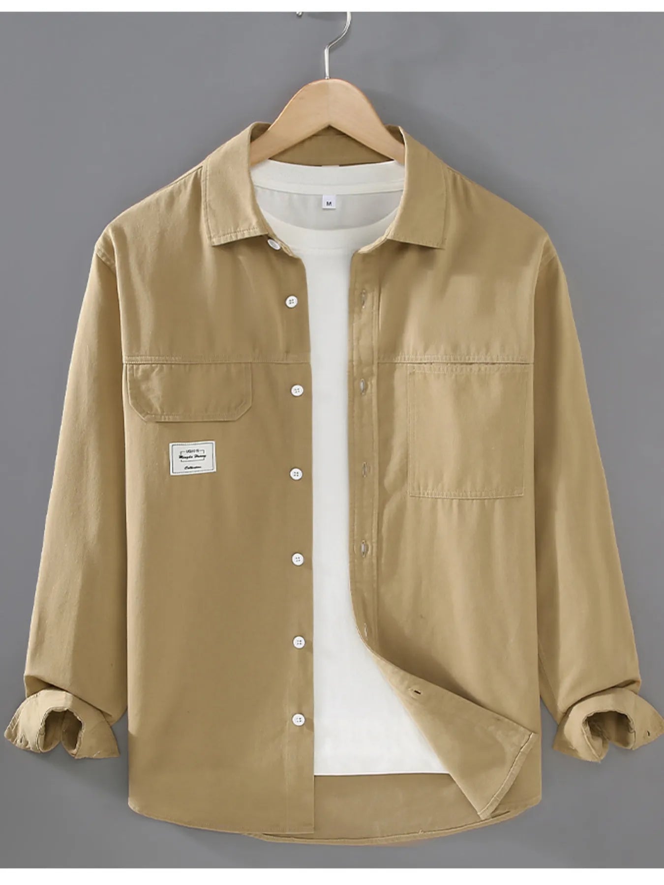 Men's Plus Size Button Up Long Sleeve Shirt - cas7m