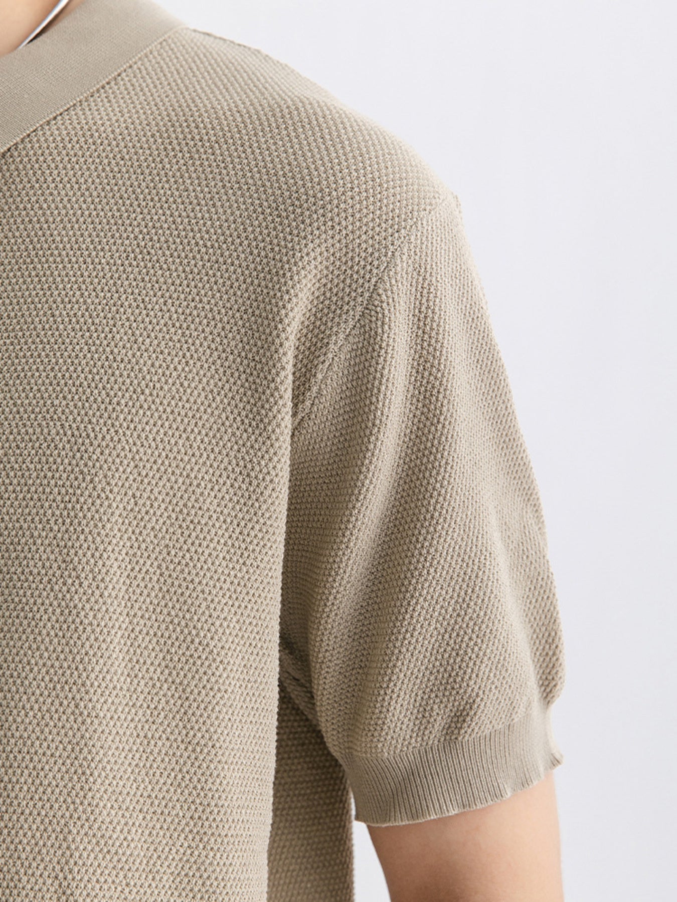 Men's Plus Size Textured Knit Zip-Up Polo - cas7m