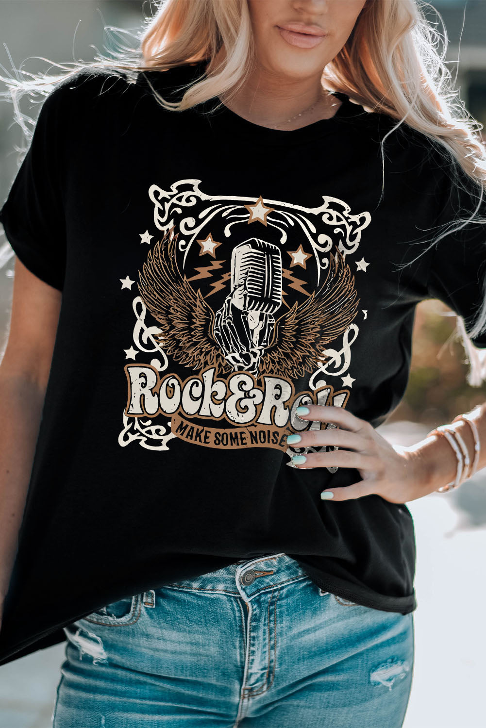 Slogan Graphic Short Sleeve T-Shirt - cas7m
