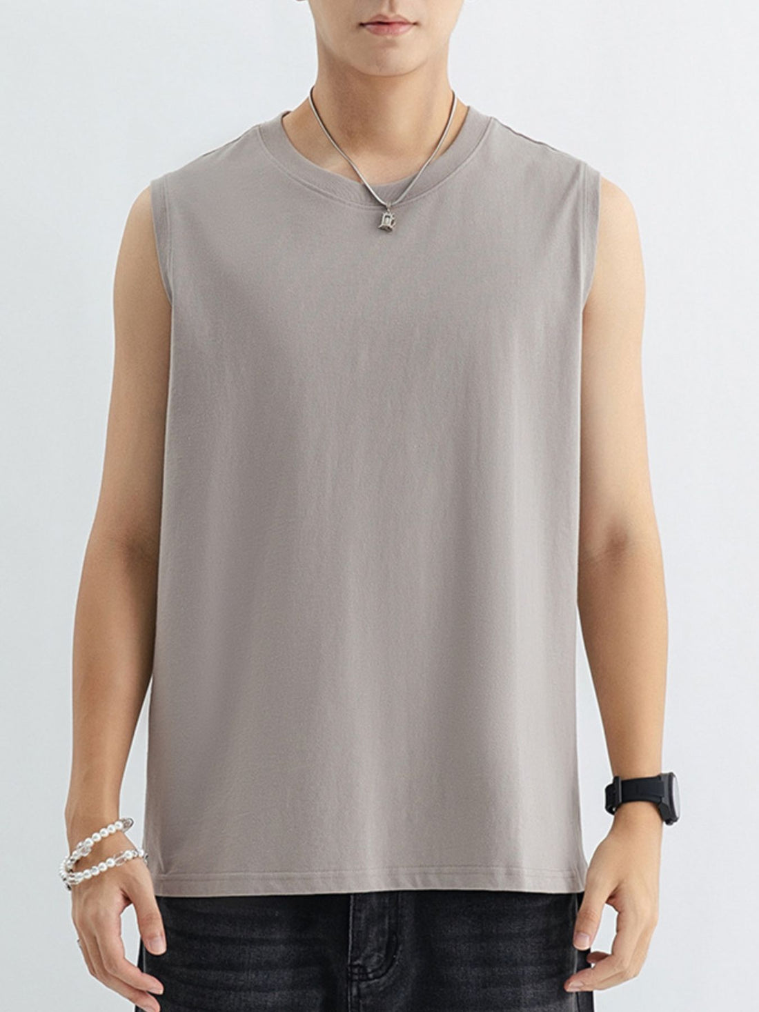 Men's Plus Size Round Neck Tank - cas7m