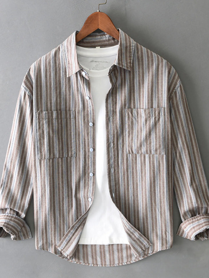 Men's Plus Size Button-Up Long Sleeve Shirt - cas7m