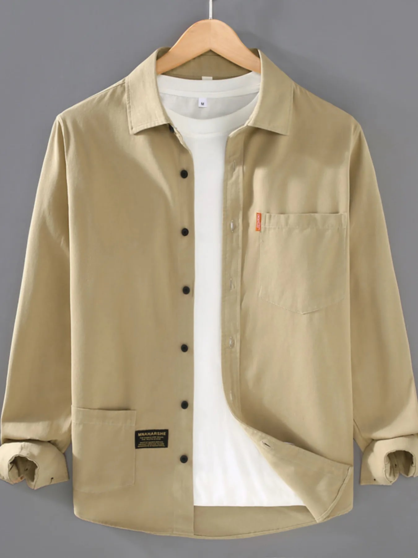Men's Plus Size Button Up Long Sleeve Shirt - cas7m