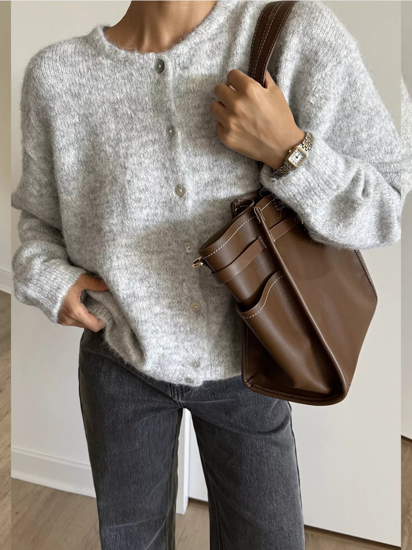 Button Up Long Sleeve Cardigan - cas7m