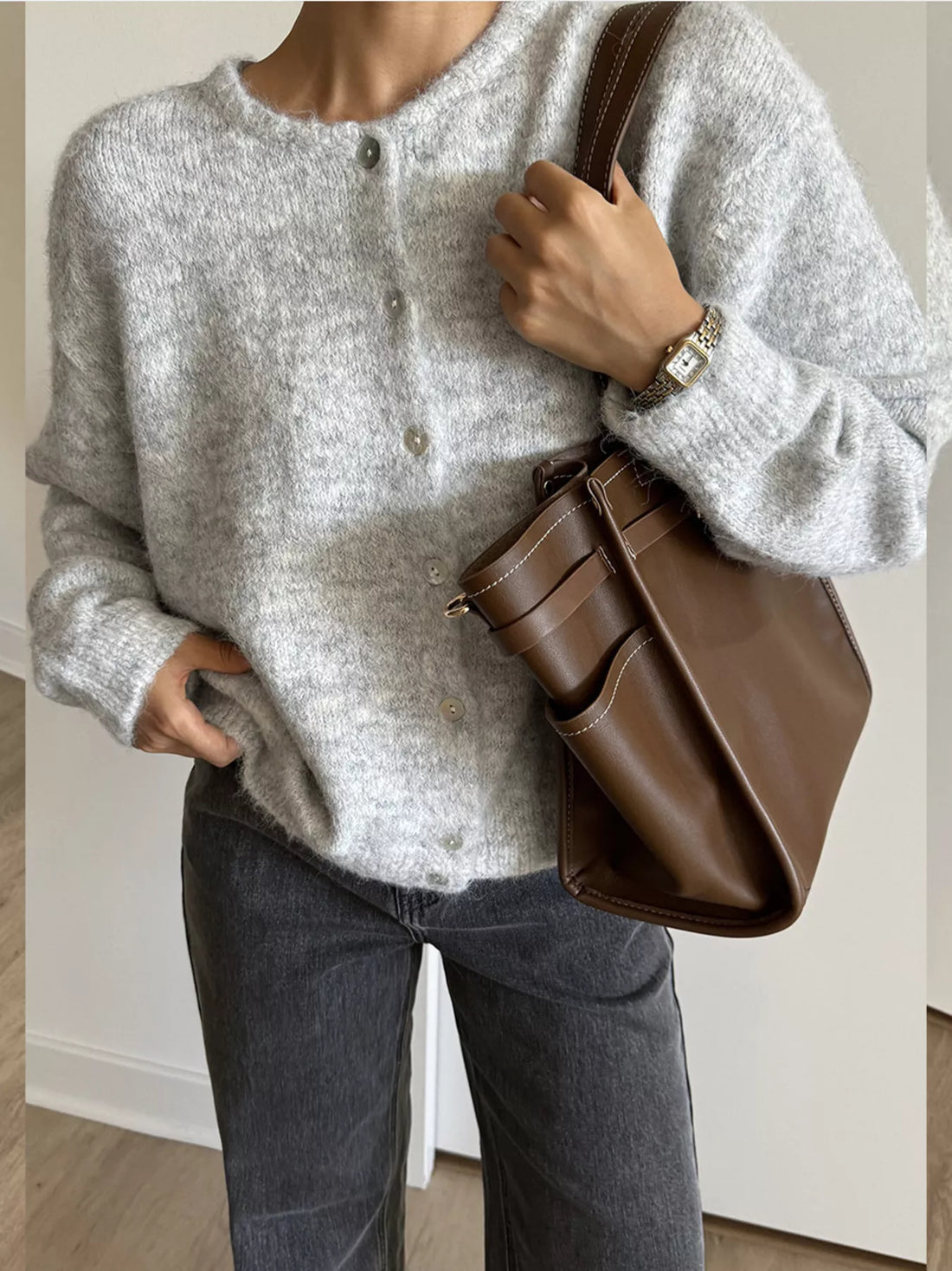Button Up Long Sleeve Cardigan - cas7m