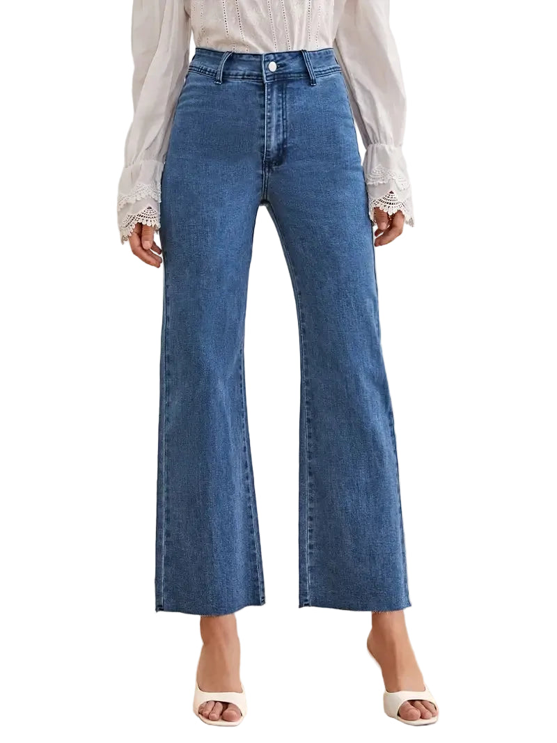 High-Waisted Wide-Leg Cropped Women's Jeans