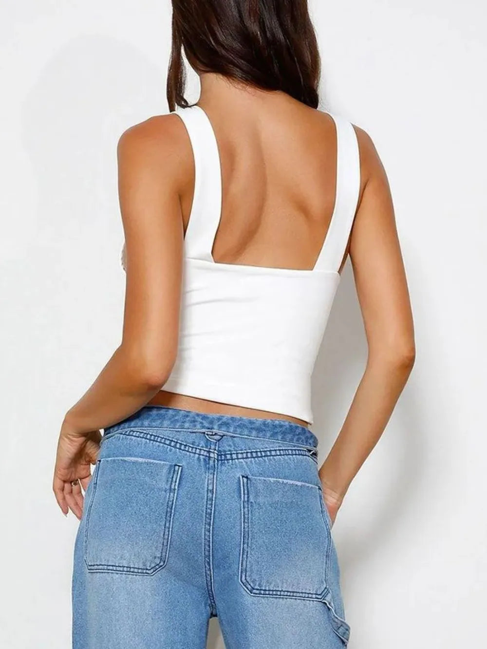 Wide Strap V-Neck Tank - cas7m