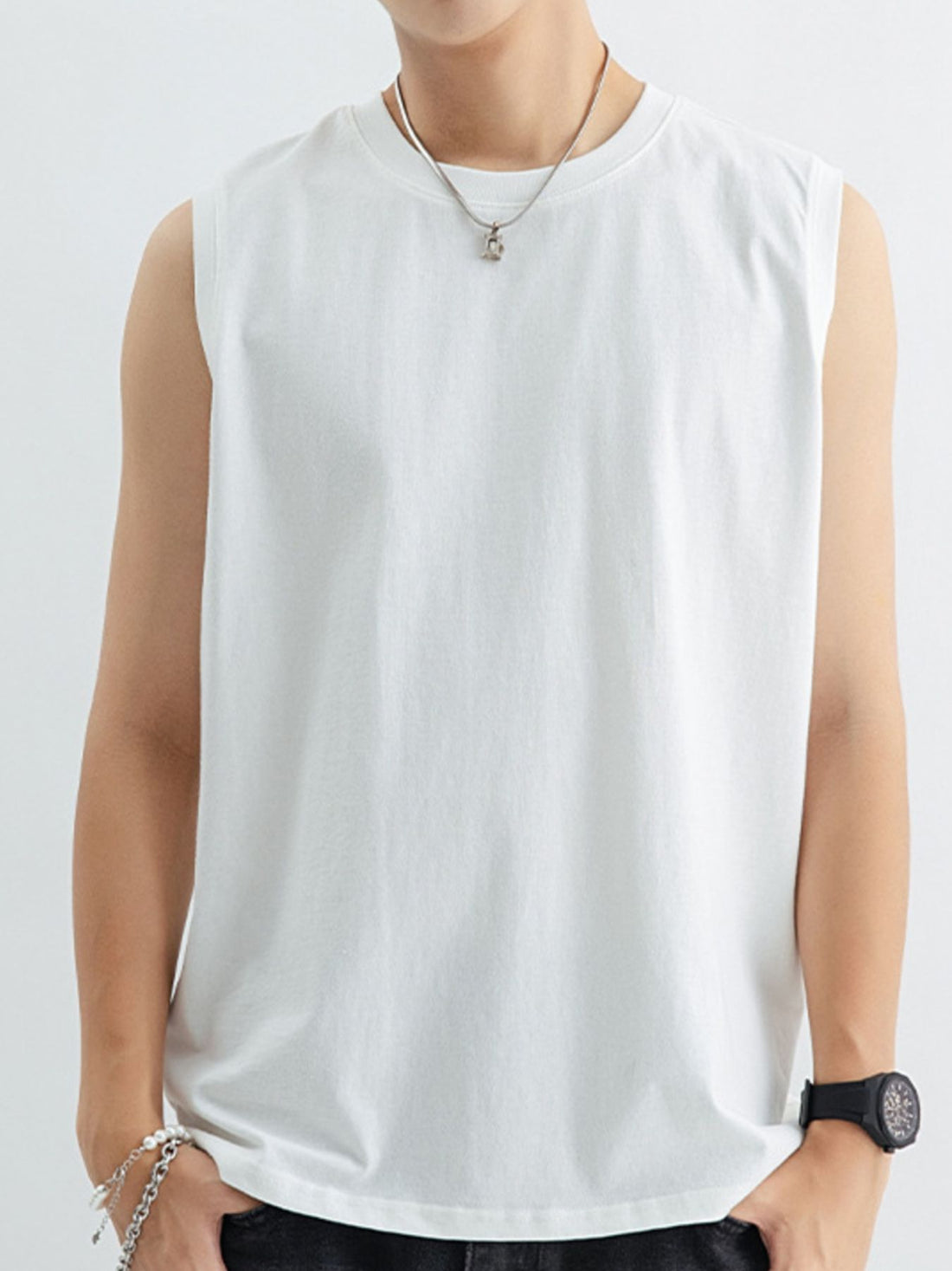 Men's Plus Size Round Neck Tank - cas7m