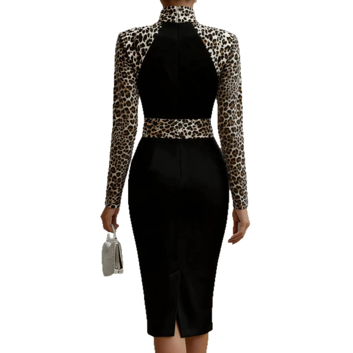 Sexy High-neck Waist-cinching Midi Sheath Evening Dress - cas7m