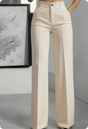 Women's White Minimalist Pants Made Of Polyester - cas7m