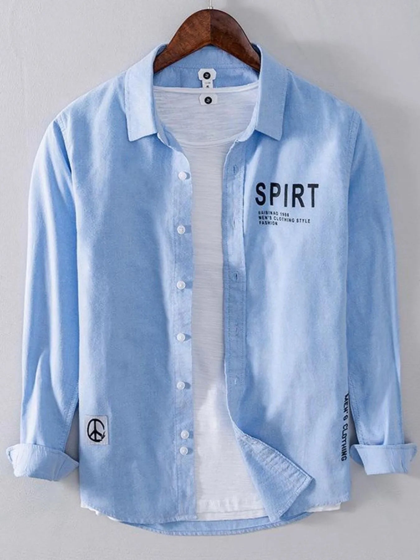 Men's Plus Size Button Up Long Sleeve Shirt - cas7m