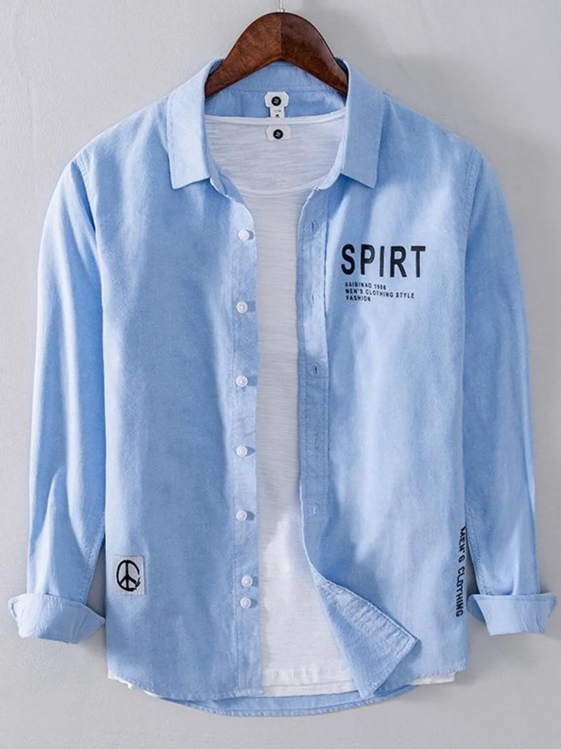 Men's Plus Size Button Up Long Sleeve Shirt - cas7m