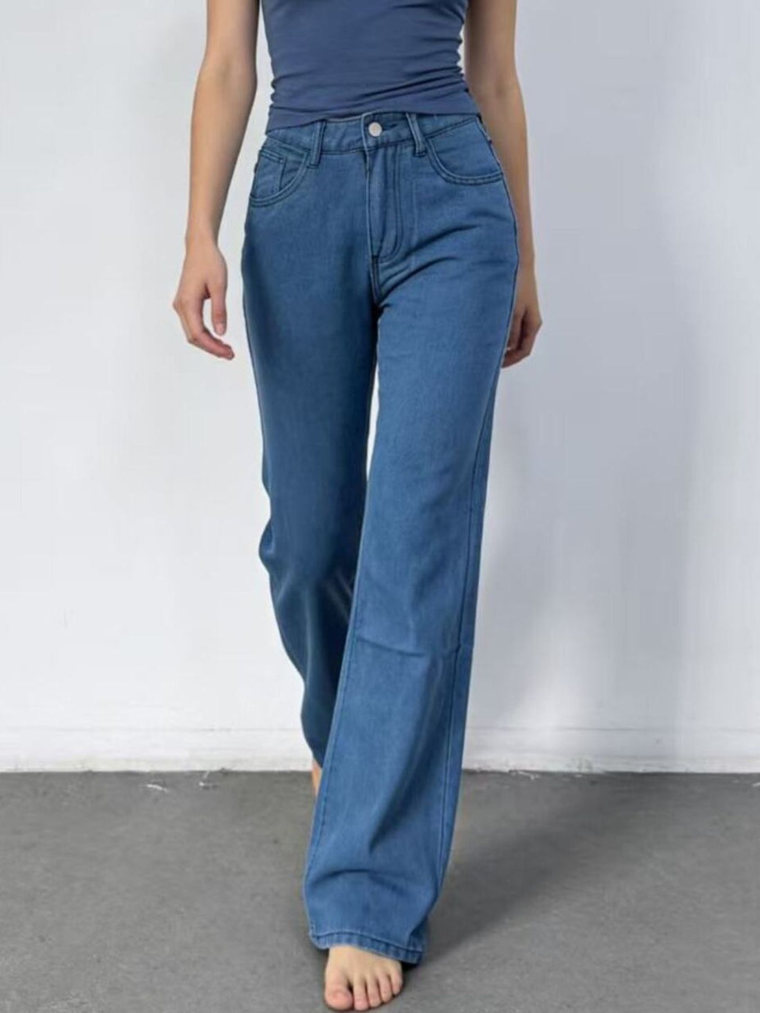 Butterfly Back Wide Leg Jeans - cas7m