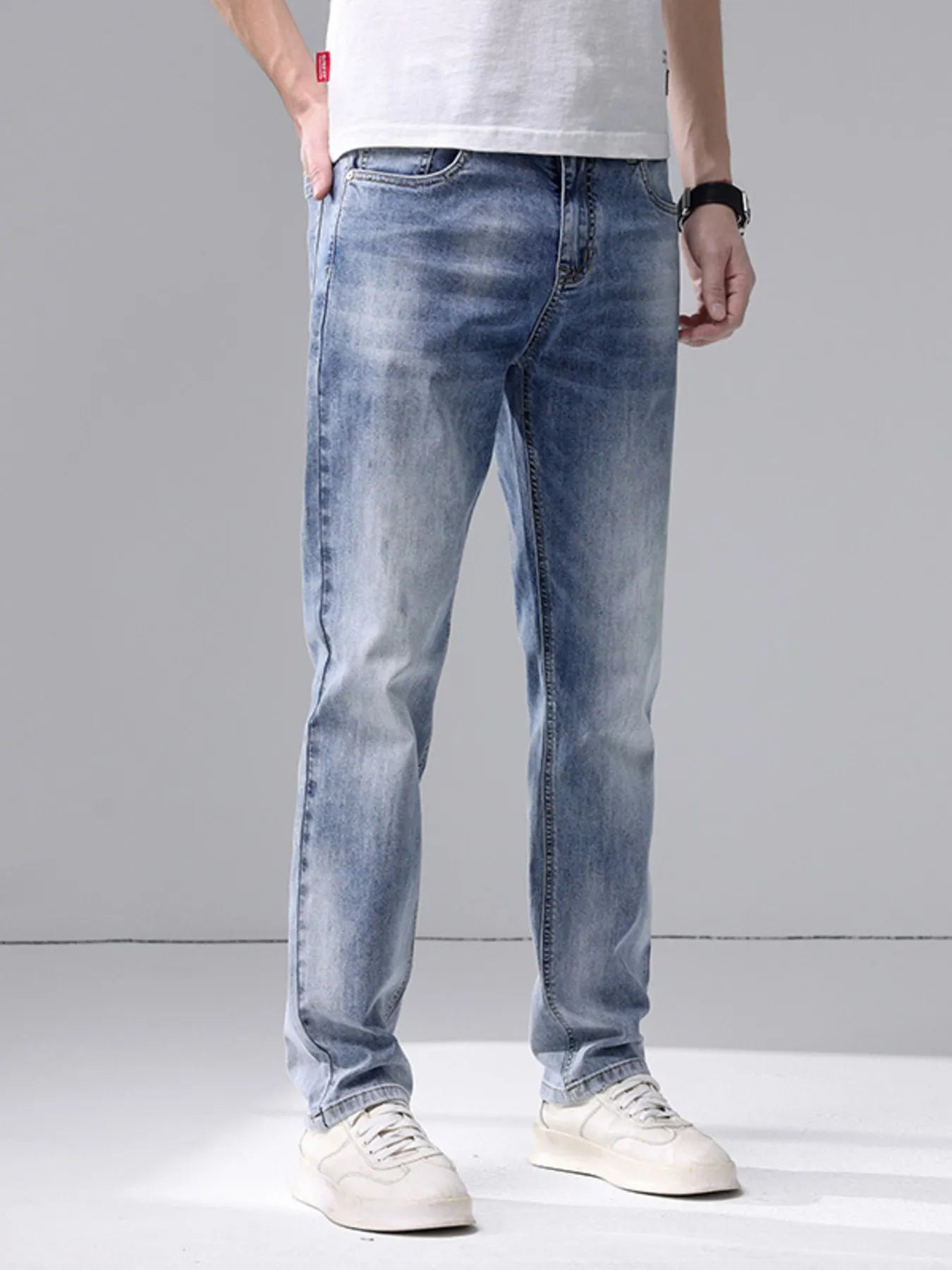 Men's Washed Slim Fit Jeans - cas7m