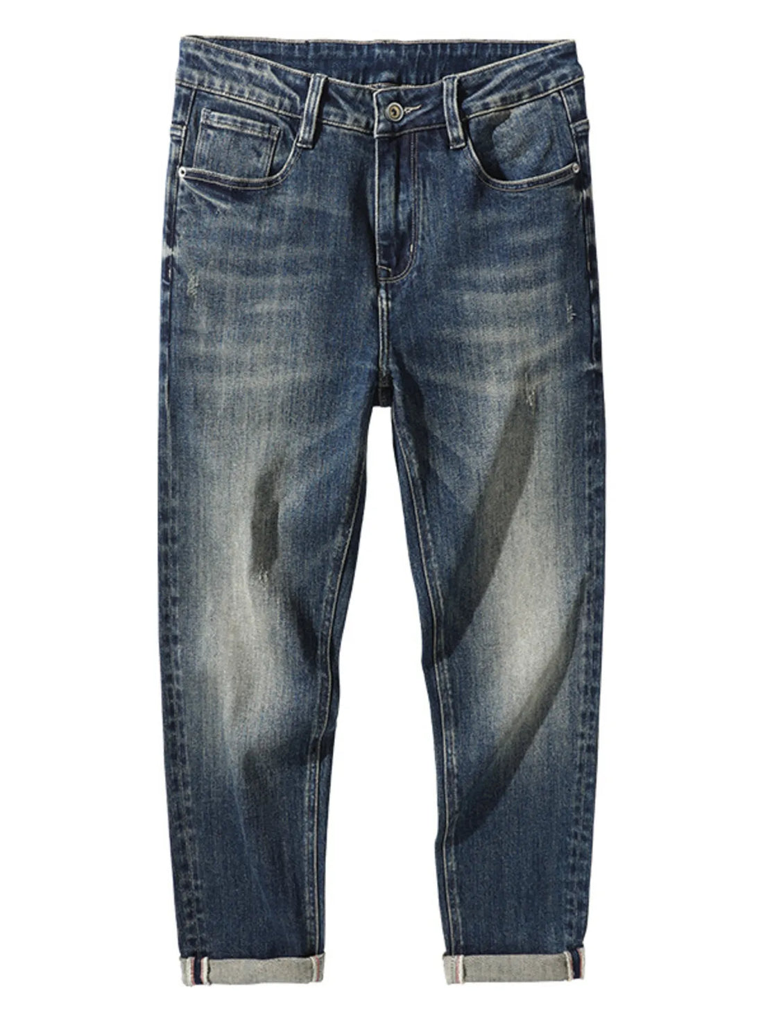Men's Washed Straight Leg Jeans - cas7m