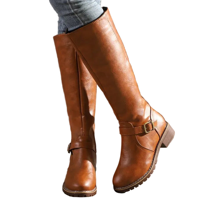 Women's Retro Knee-high Boots with Thick Heels