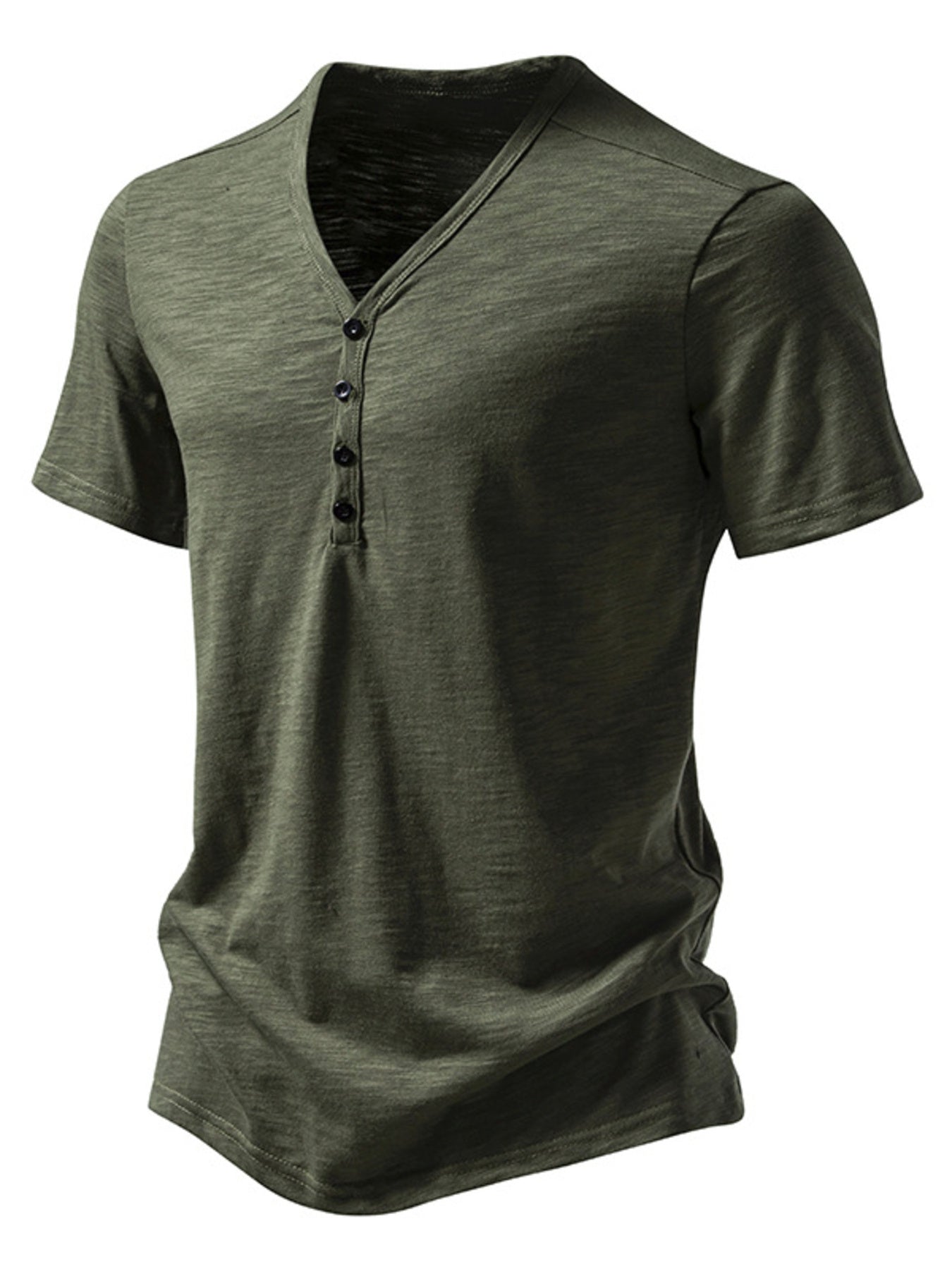 Men's Casual Button Detail T-Shirt - cas7m
