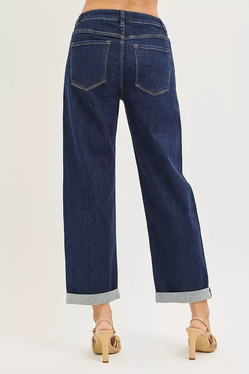 RISEN Slouchy Cropped  Boyfriend Jeans With Cuffed Hem - cas7m