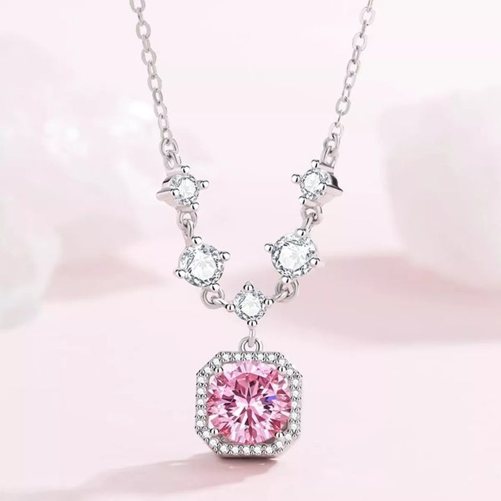 925 Sterling Silver Zircon Pendant Necklace - cas7m