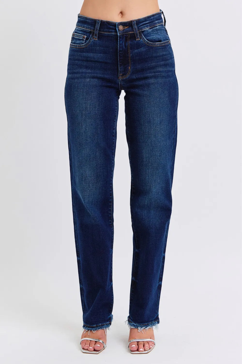 Judy Blue Full Size Raw Hem Straight Leg Jeans - cas7m