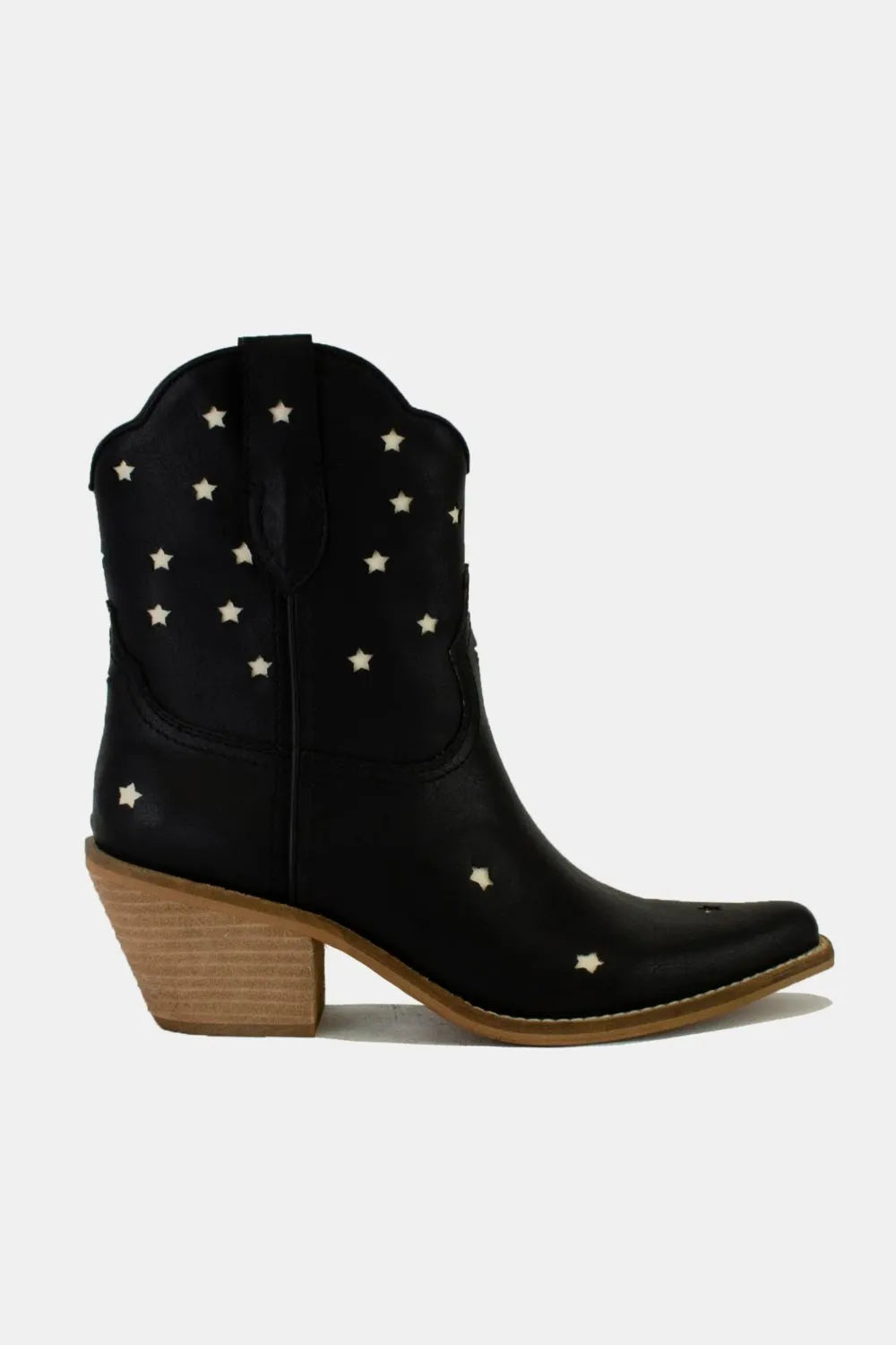 Beast Fashion Faux Leather Star-Shaped Cutouts Point Toe Boots - cas7m