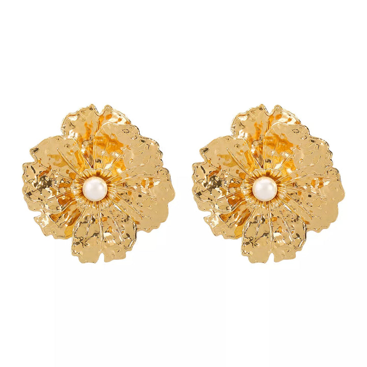 18K Gold-Plated Flower Earrings - cas7m