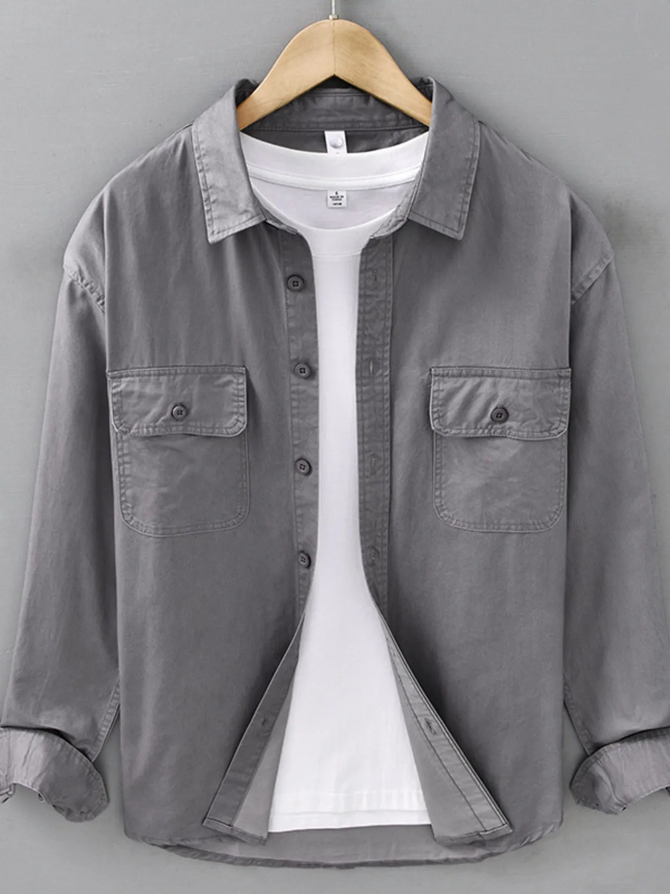 Men's Plus Size Button Up Long Sleeve Shirt - cas7m