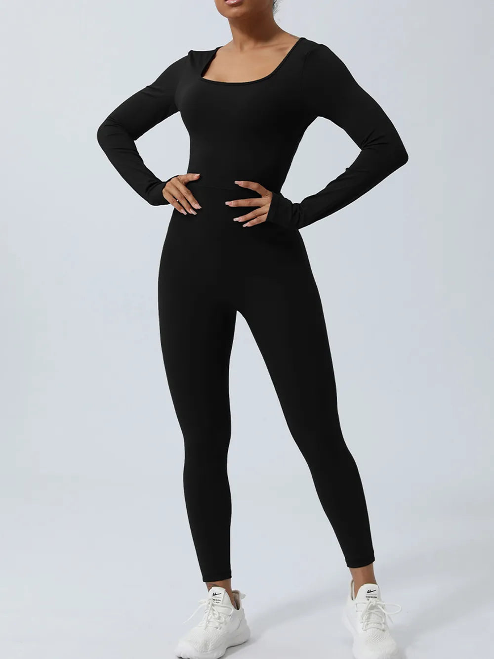 Twisted Backless Long Sleeve Jumpsuit - cas7m