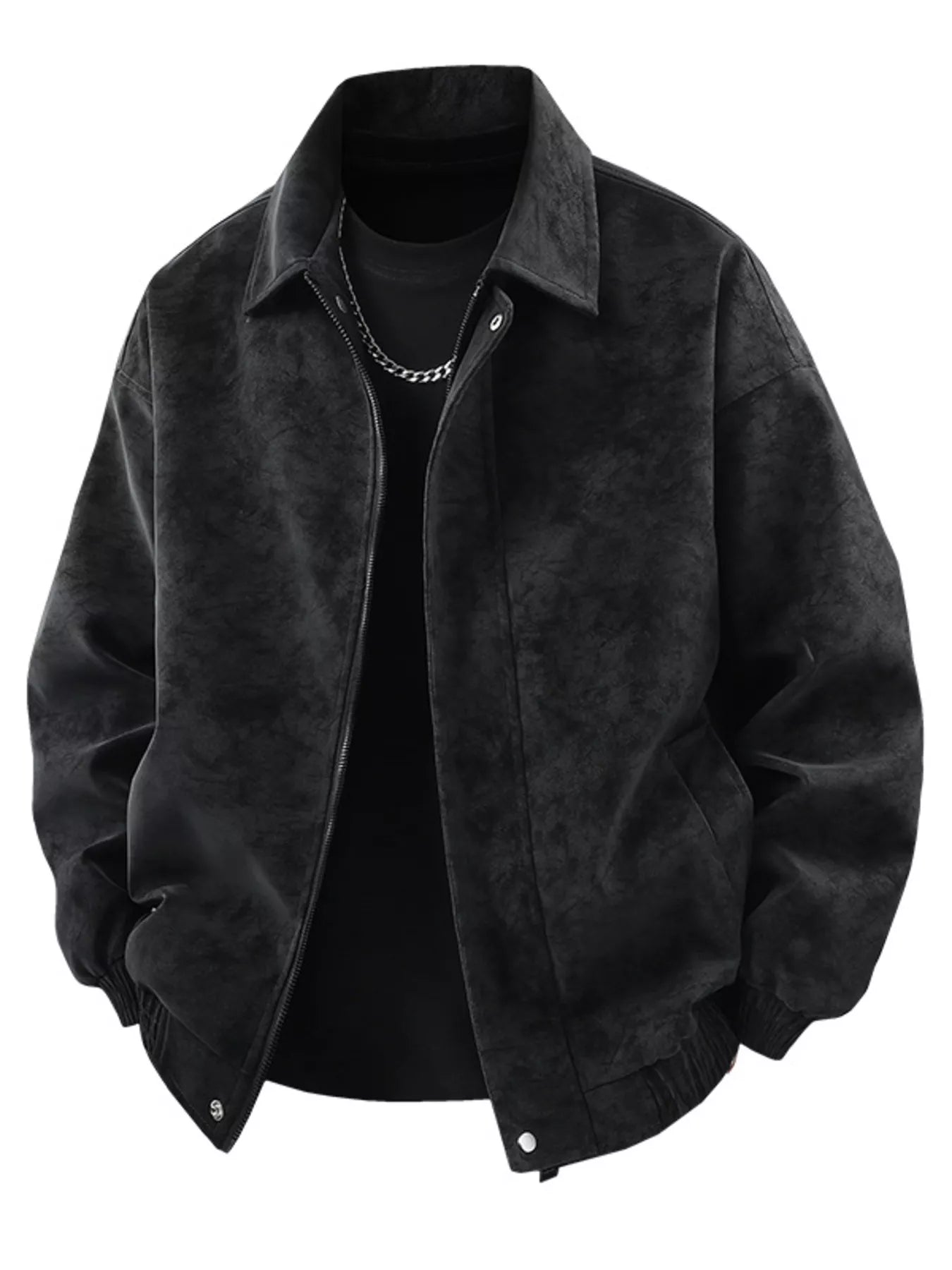 Men's Plus Size Zip Up Leather Jacket - cas7m