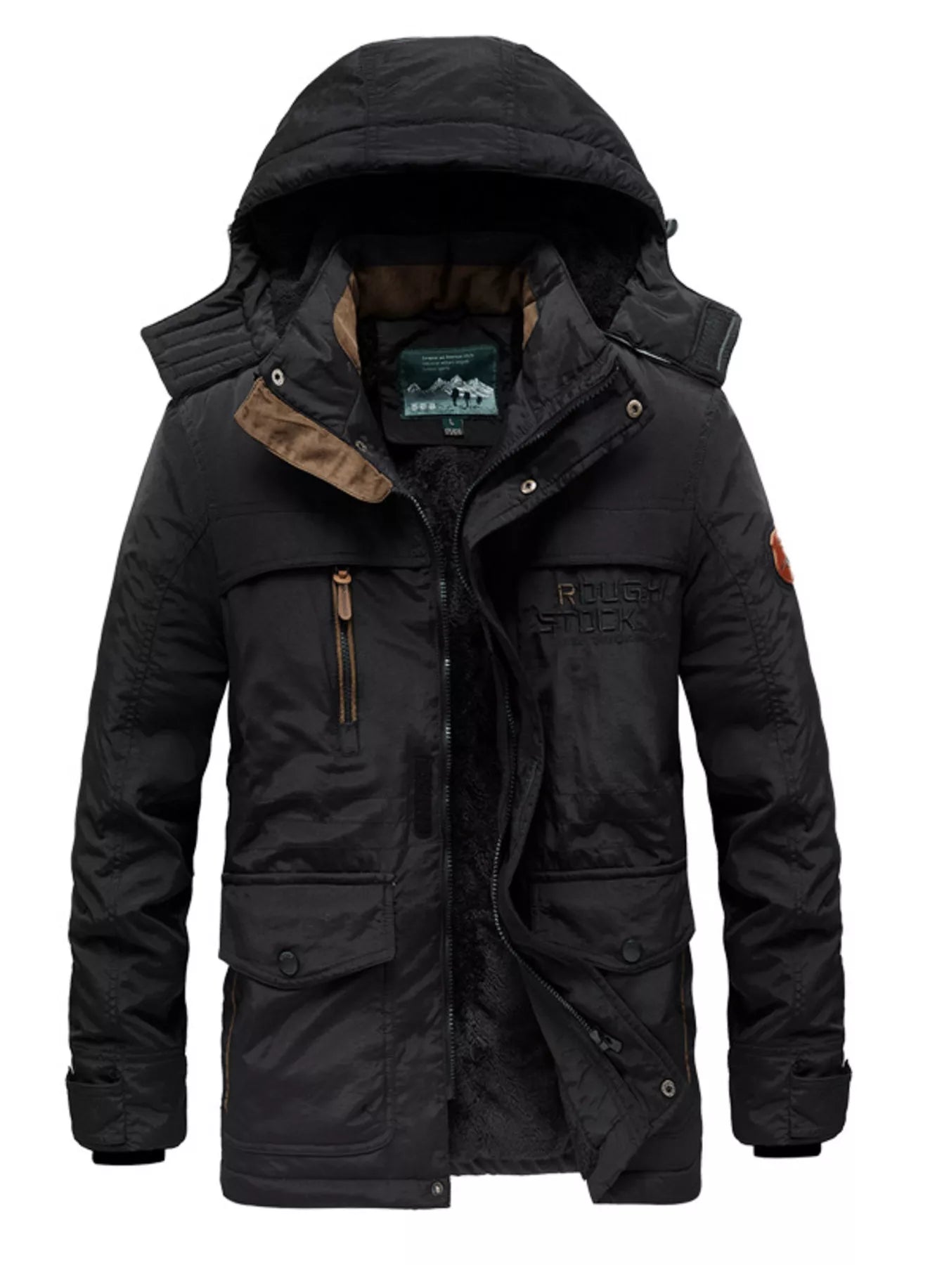 Men's Plus Size Zip Up Hooded Parka Coat - cas7m
