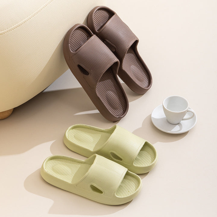 Solid Color Thick Bottom Home Slippers Summer Non-slip Floor Bathroom Slipper Women Men Couples Shoes - cas7m
