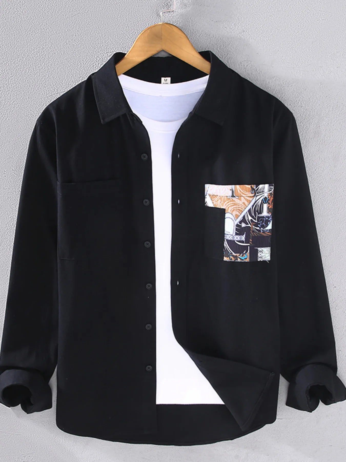 Men's Plus Size Button Up Long Sleeve Shirt - cas7m
